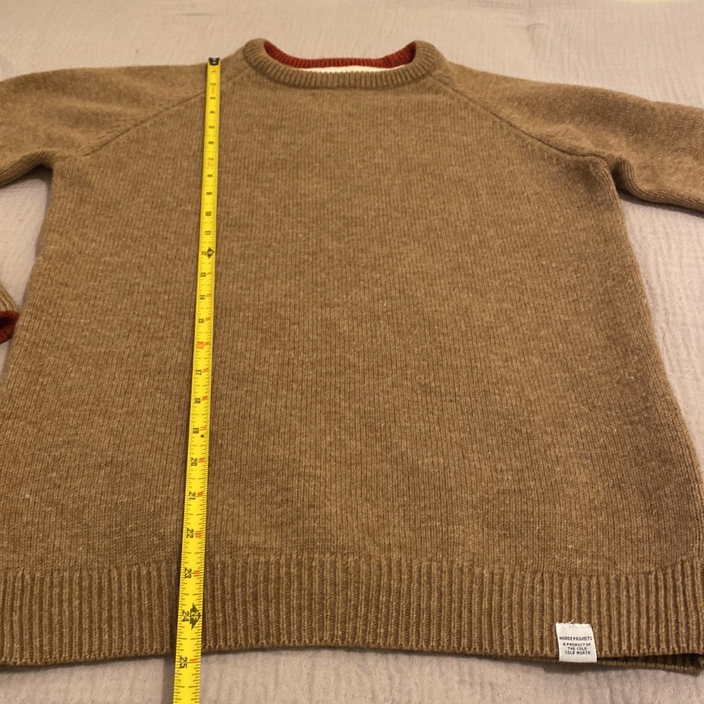 Norse Projects Brown Crewneck Wool Sweater with Red Trim. Size XS - Picture 6 of 8